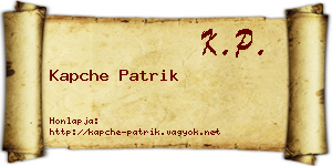 Kapche Patrik névjegykártya